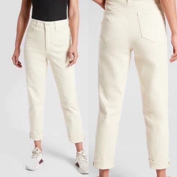 Athleta Denim - LAST CHANCE- ATHLETA Flex High Rise Straight Ankle Jeans in Bone Cream Sculptek